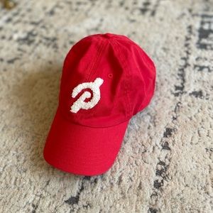 Peloton Red And White Baseball Hat with Adjustable Closure